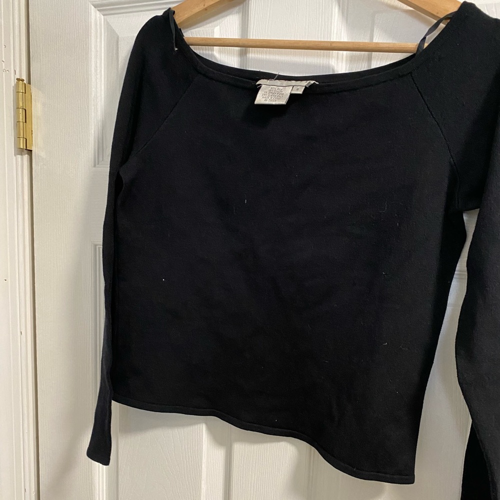 EC W by Worth Black Long Sleeve Sweater 80% Silk Size S